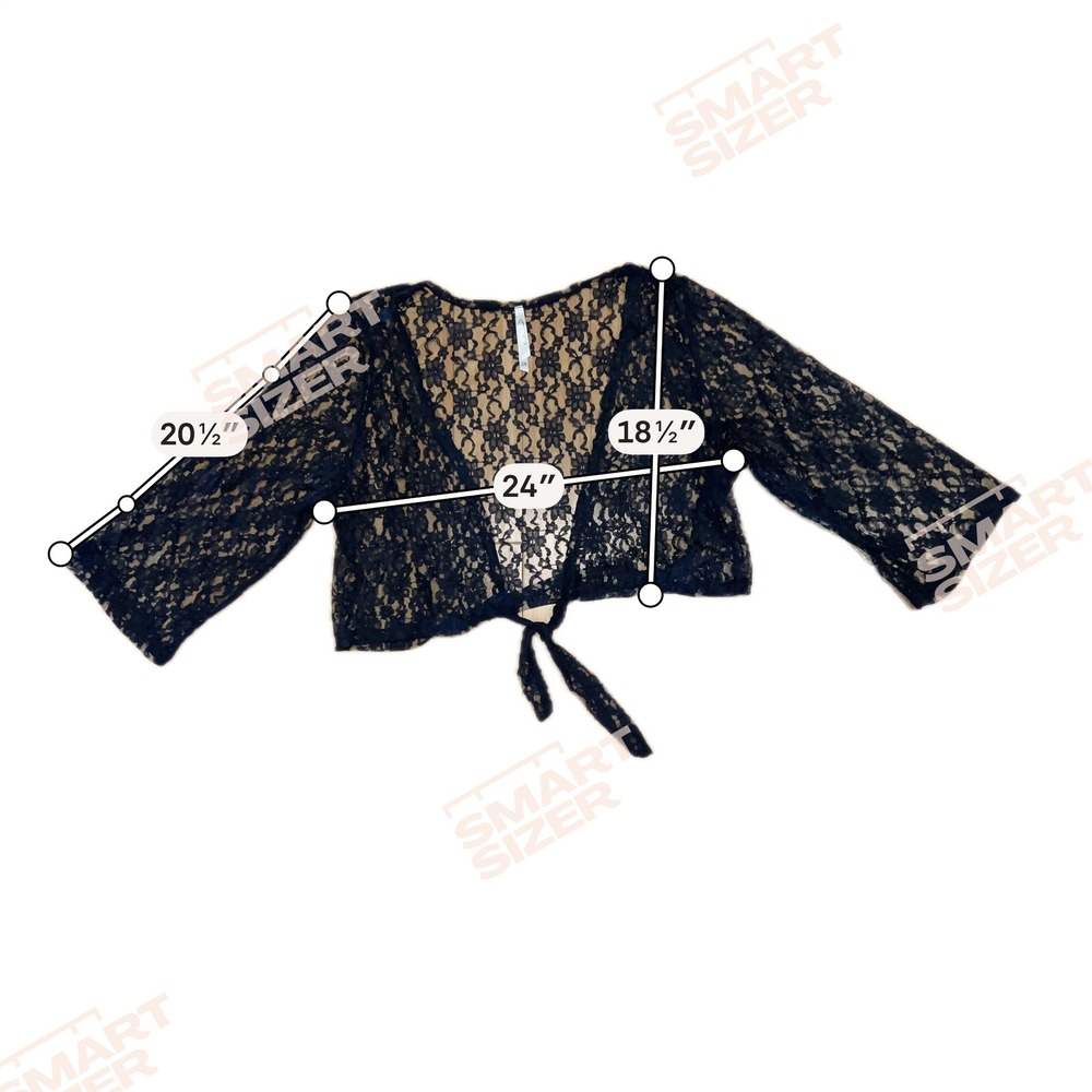 Cristinalove Womens Lace Shrug Cardigan 2X Black Front Tie Sheer Floral Bolero - Picture 8 of 8